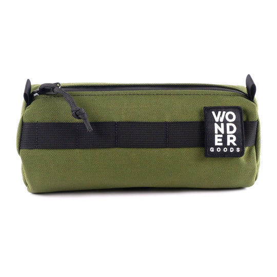 Olive Handlebar bicycle bag, weather proof, adjustable and made in the USA 