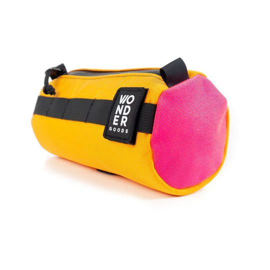 2 Color Yellow and Hot Pink Handlebar bicycle bag, weather proof, adjustable and made in the USA 