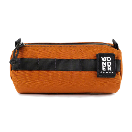 Rust Orange Handlebar bicycle bag, weather proof, adjustable and made in the USA 