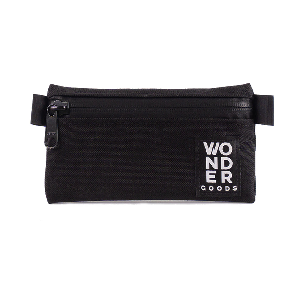 Black weather proof adventure and travel pouch 