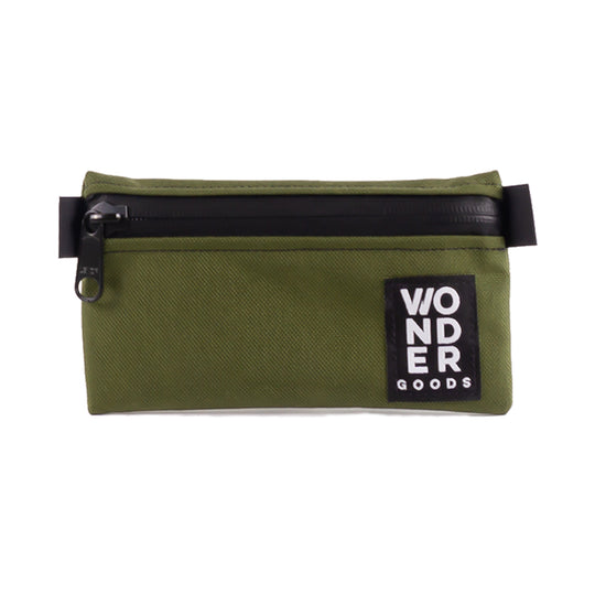 OD Green travel and adventure pouch with a water proof zipper and weather proof material 
